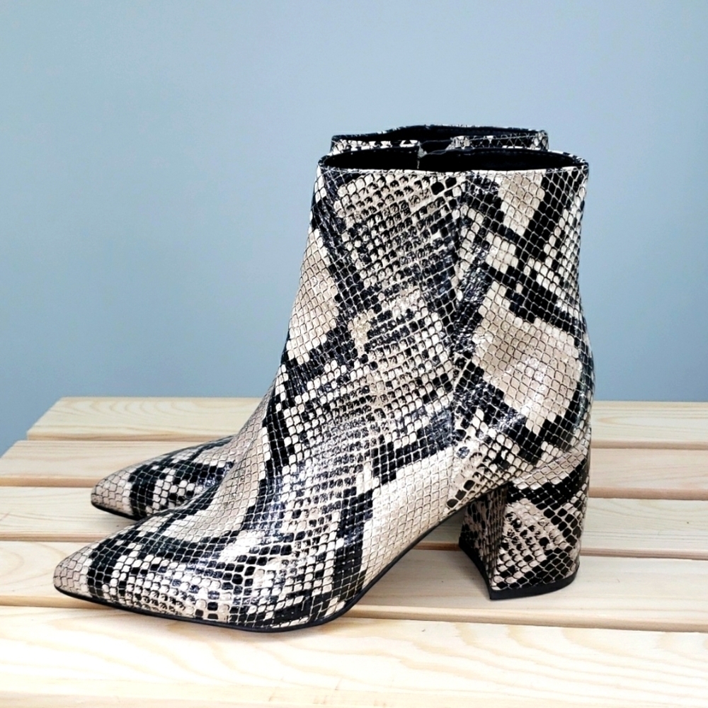 Marc Fisher Snake Skin Block Heel Booties - image 3